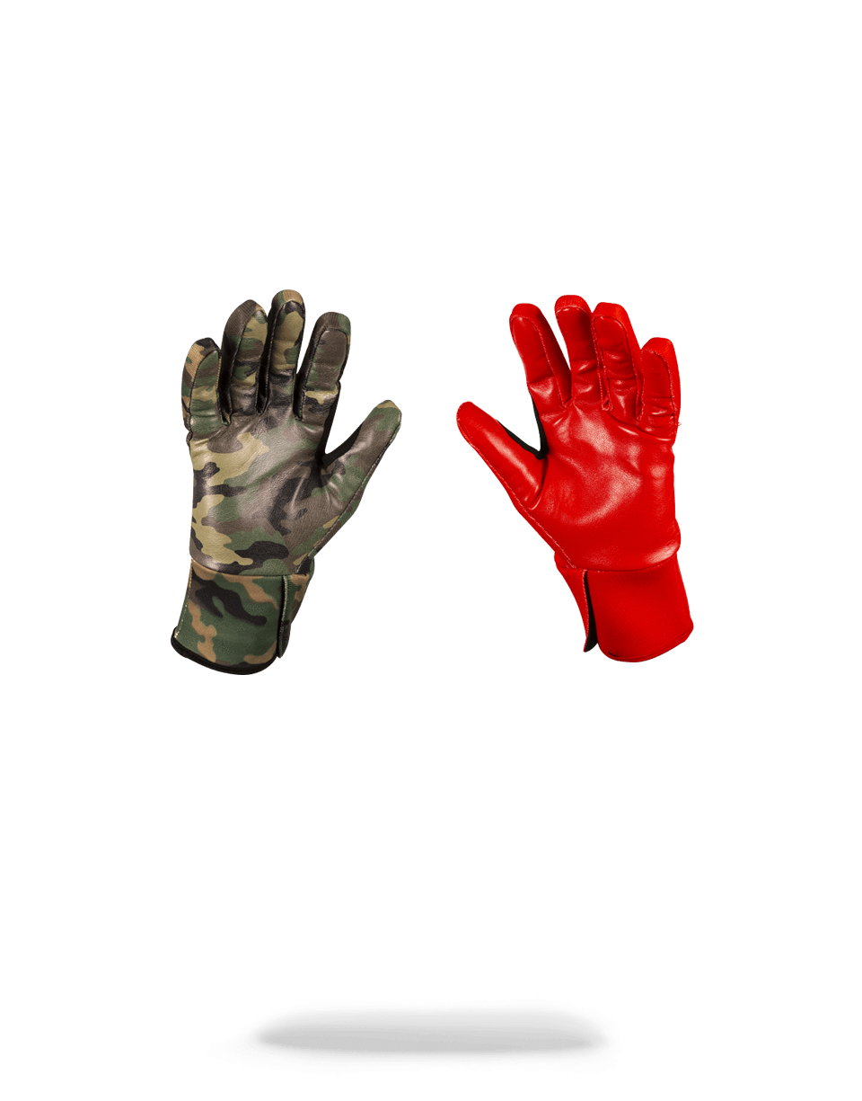 Left Red / Right Camo Money Drips Gloves - Image 2