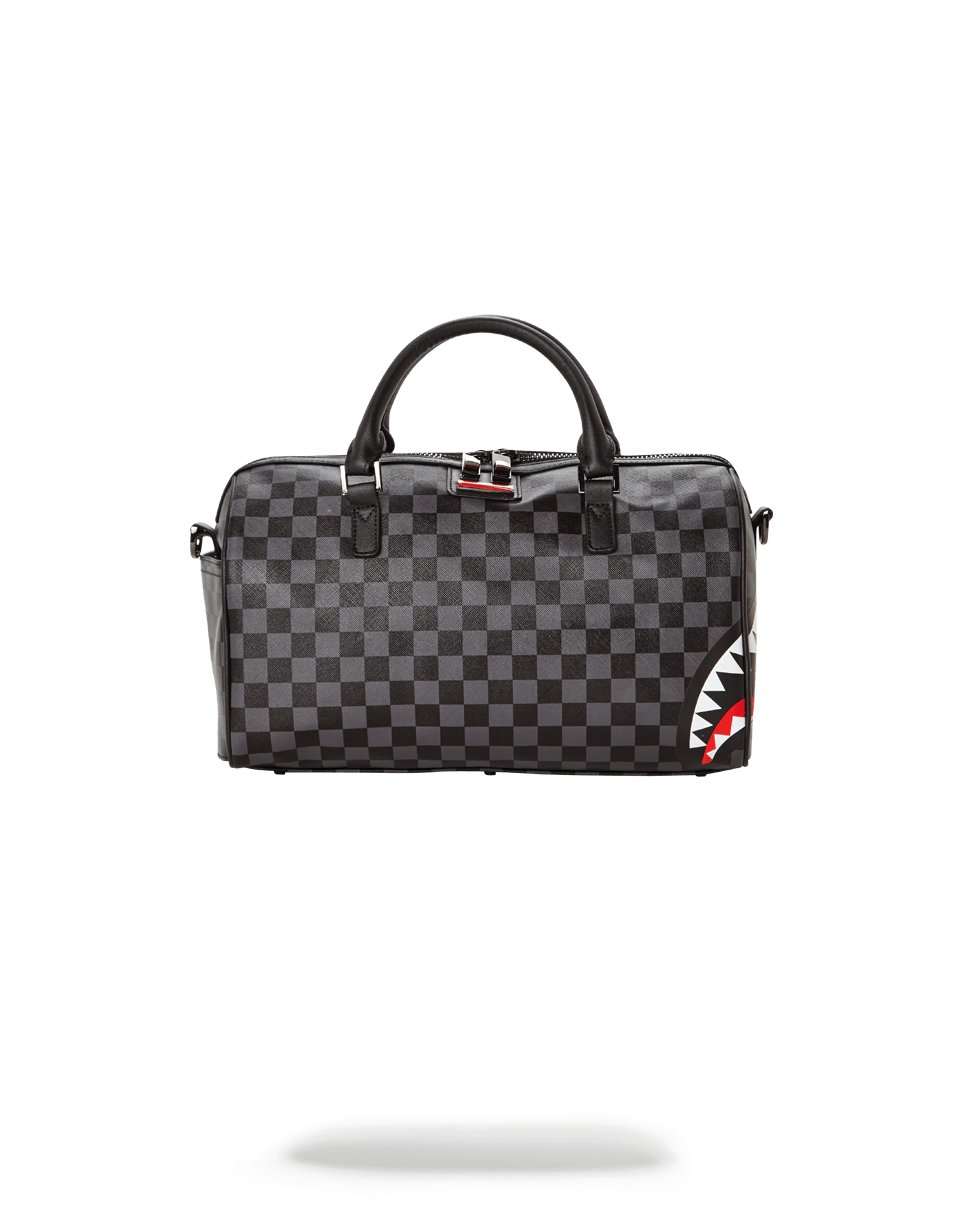 Grey Checkered Sharks in Paris Mini Duffle - Image 3