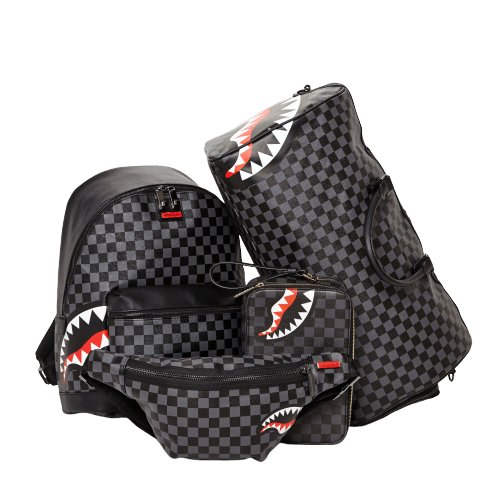 Sharks in Paris (Black Checkered Edition) Toiletry Aka Money Bags - Image 4