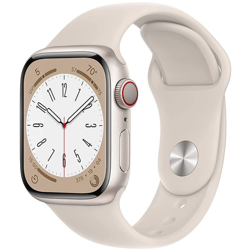 Apple Series 8 GPS+Cel 41mm Aluminum Case Starlig Sport Band - Starlight - MNV03LL/A - Image 3