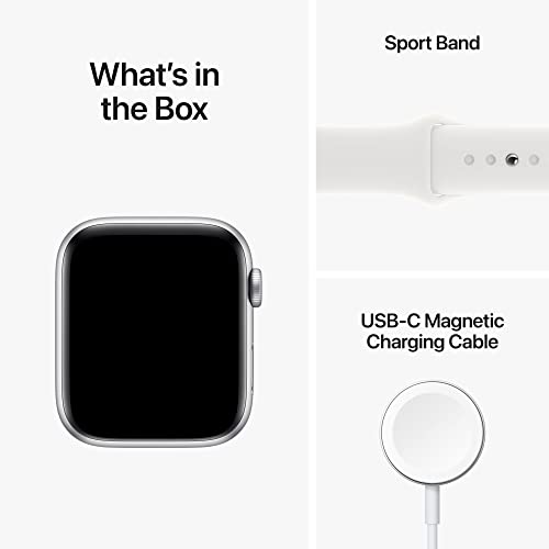 Apple Watch SE 2nd Generation (GPS) 44mm Aluminum Case with White Sport Band - M/L - Silver - MNTJ3LL/A - Image 6
