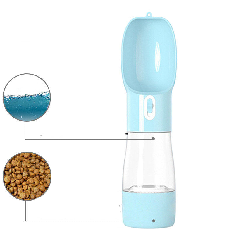 2-in-1 Portable Dog Water Bottle & Food Dispenser - Blue