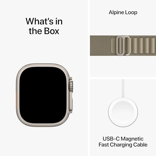 Apple Watch Ultra 2 (GPS + Cellular) 49mm Titanium Case with Olive Alpine Loop with Blood Oxygen - S - MREX3LL/A - Image 6