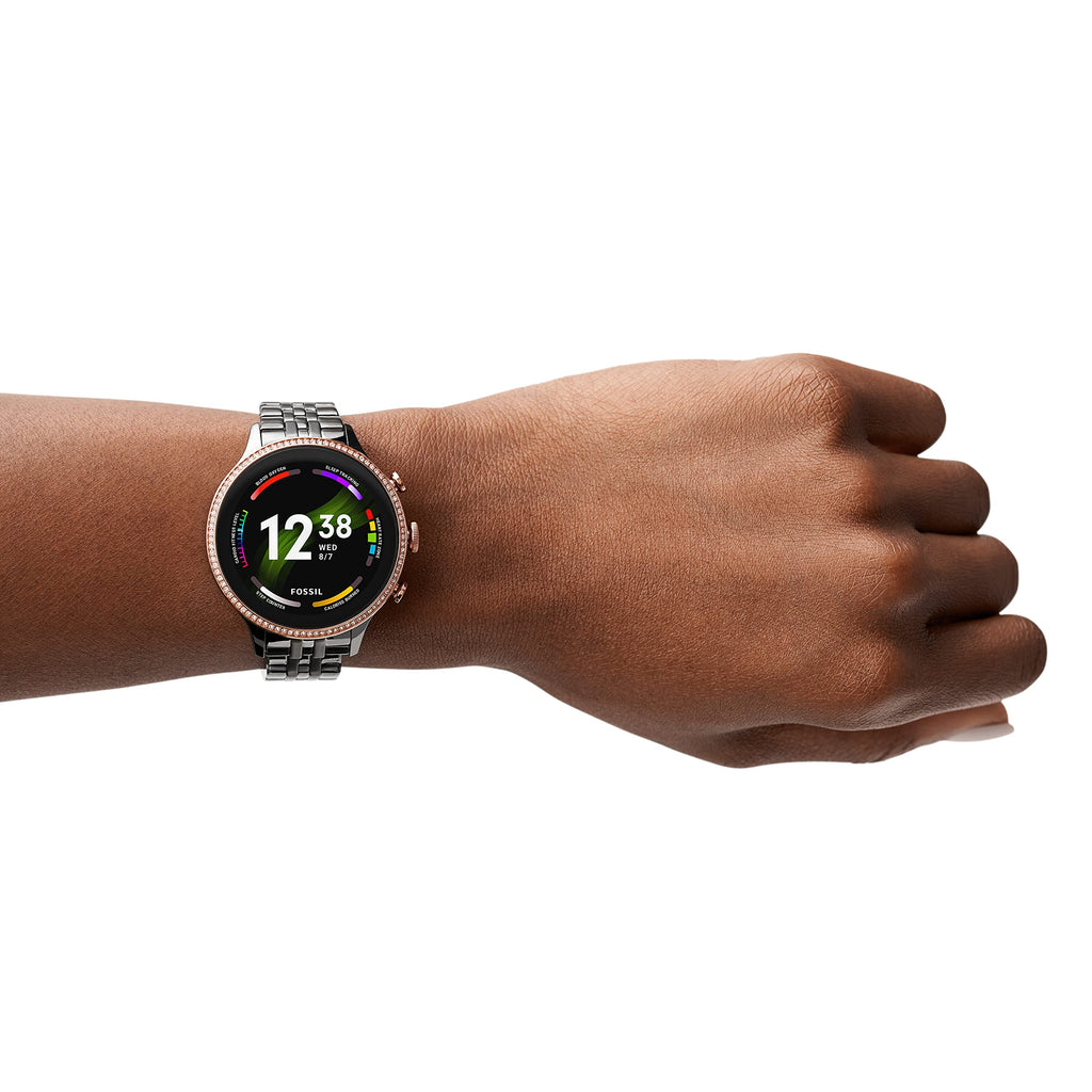 Fossil - Gen 6 Smartwatch 42mm Gunmetal Stainless Steel - Gunmetal/Rose Gold - FTW6078V - Image 5