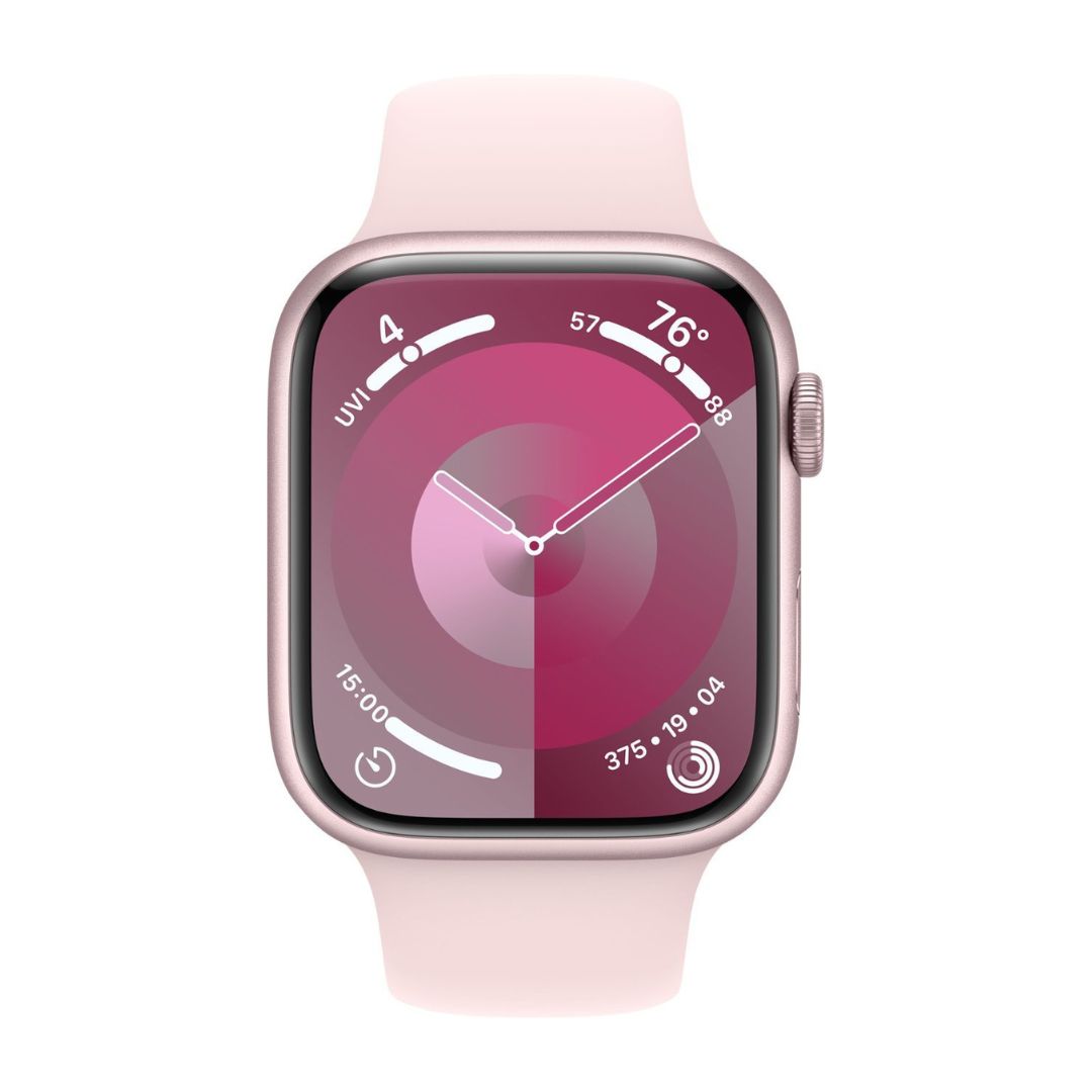 Apple Watch Series 9 (GPS + Cellular) 45mm Aluminum Case with Light Pink Sport Band - S/M - Pink - MRMK3LL/A - Image 2
