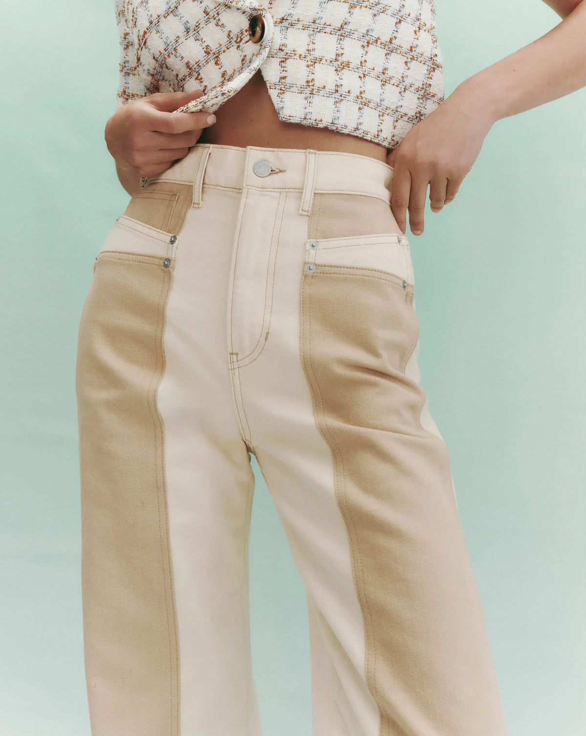 Taylor Color-Block Wide-Leg Jean - Image 7