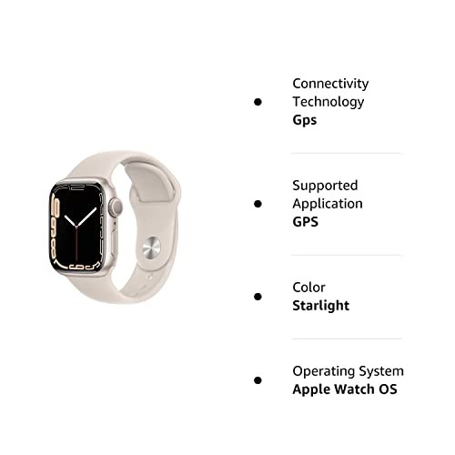 Apple Watch Series 7 (GPS, 41mm) Starlight Aluminum Case with Starlight Sport Band, Regular - MKMY3LL/A - Image 6