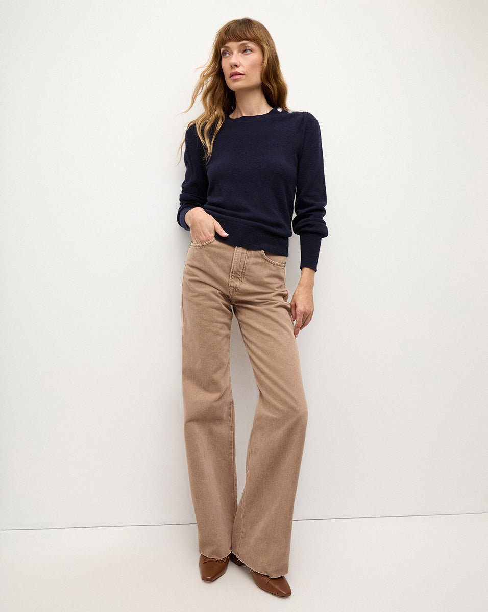 Nelia Cashmere Pullover | Button Accent - Image 2