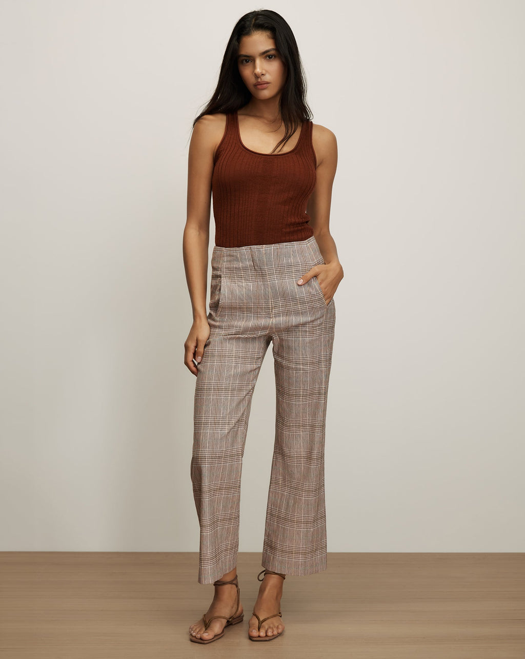 Dova Plaid Wide-Leg Pant
