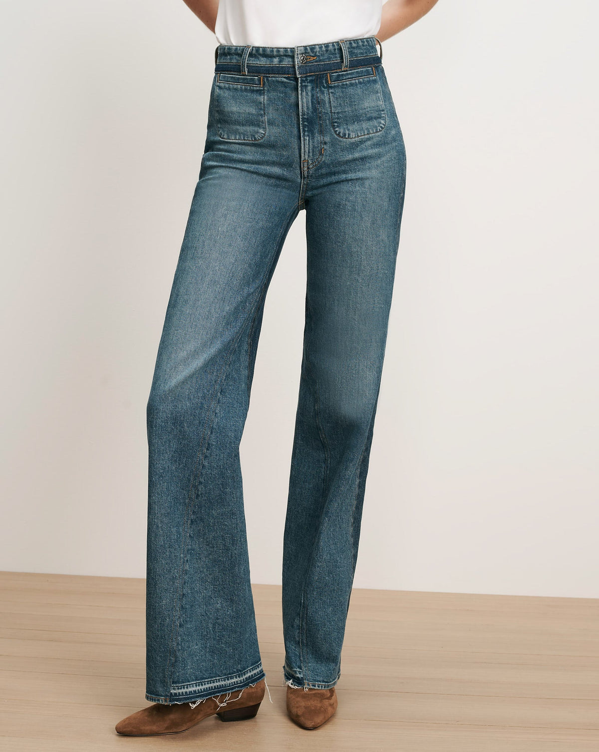 Crosbie Color-Block Slim Wide-Leg Jean - Image 2