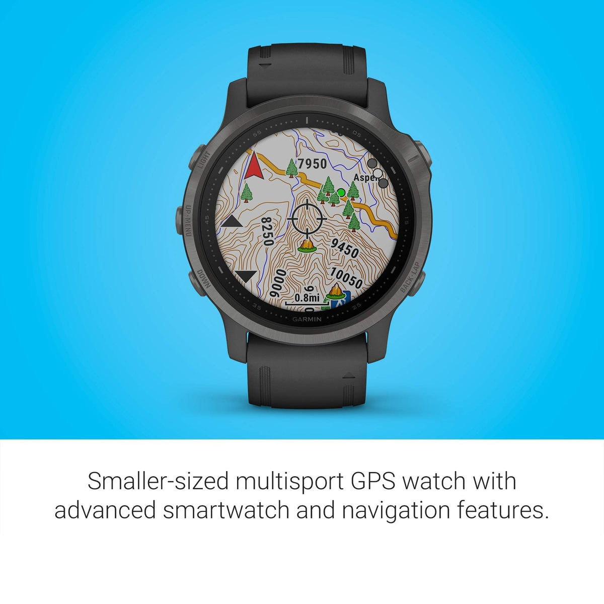 Garmin - fēnix 6S Sapphire GPS 30mm - Carbon Gray with Black Silicone Band - 010-02159-24 - Image 2