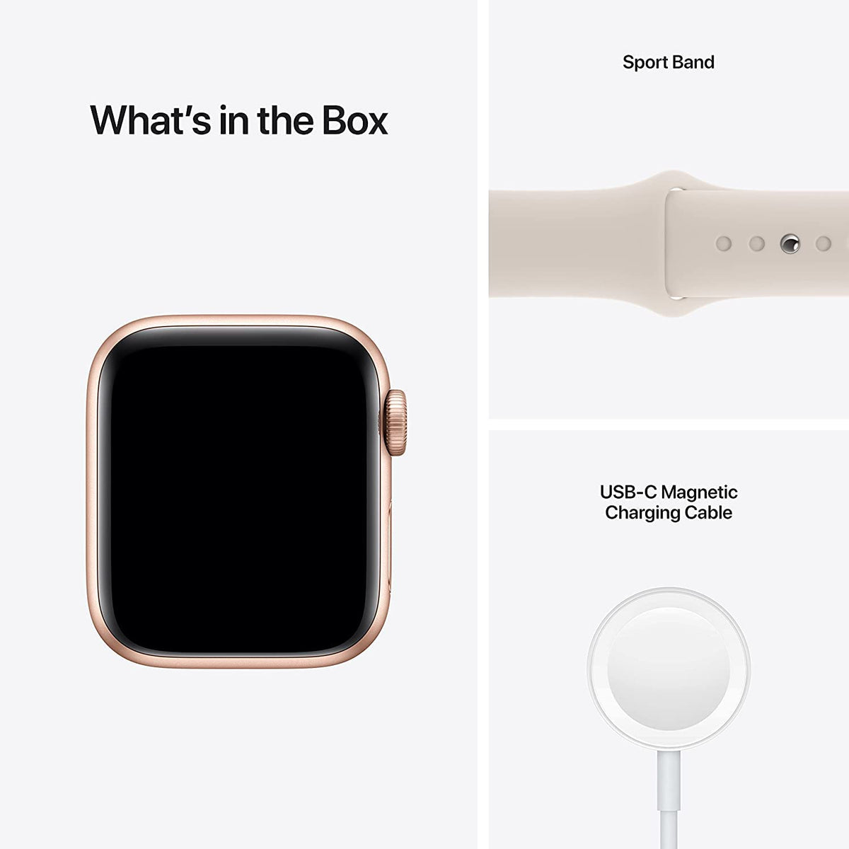 Apple Watch SE (GPS, 40mm) - Gold Aluminum Case with Starlight Sport Band - Regular -MKQ03LL/A - Image 5
