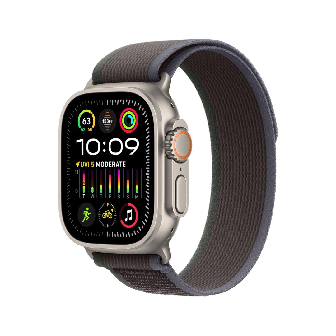 Apple Watch Ultra 2 (GPS + Cellular 49mm) Rugged Titanium Case with Blue/Black Trail Loop, M/L - MRF63LL/A - Image 2