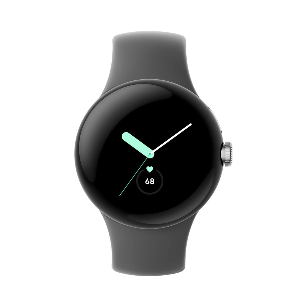 Google Pixel Watch (Wi-Fi) 41mm Silver Stainless Steel w/Charcoal Active Band - GA03305-US - Image 2