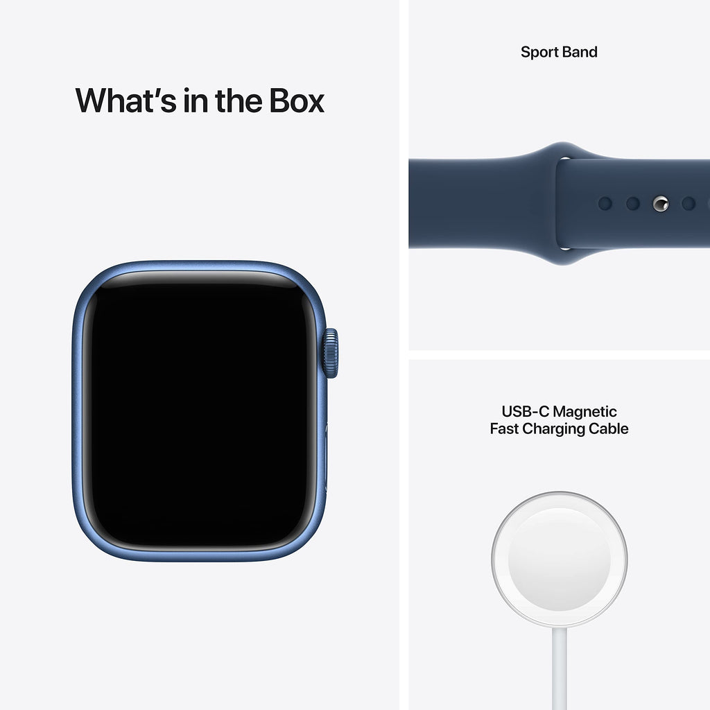Apple Watch Series 7 (GPS, 45mm) Blue Aluminum Case with Abyss Blue Sport Band - MKN83LL/A - Image 5