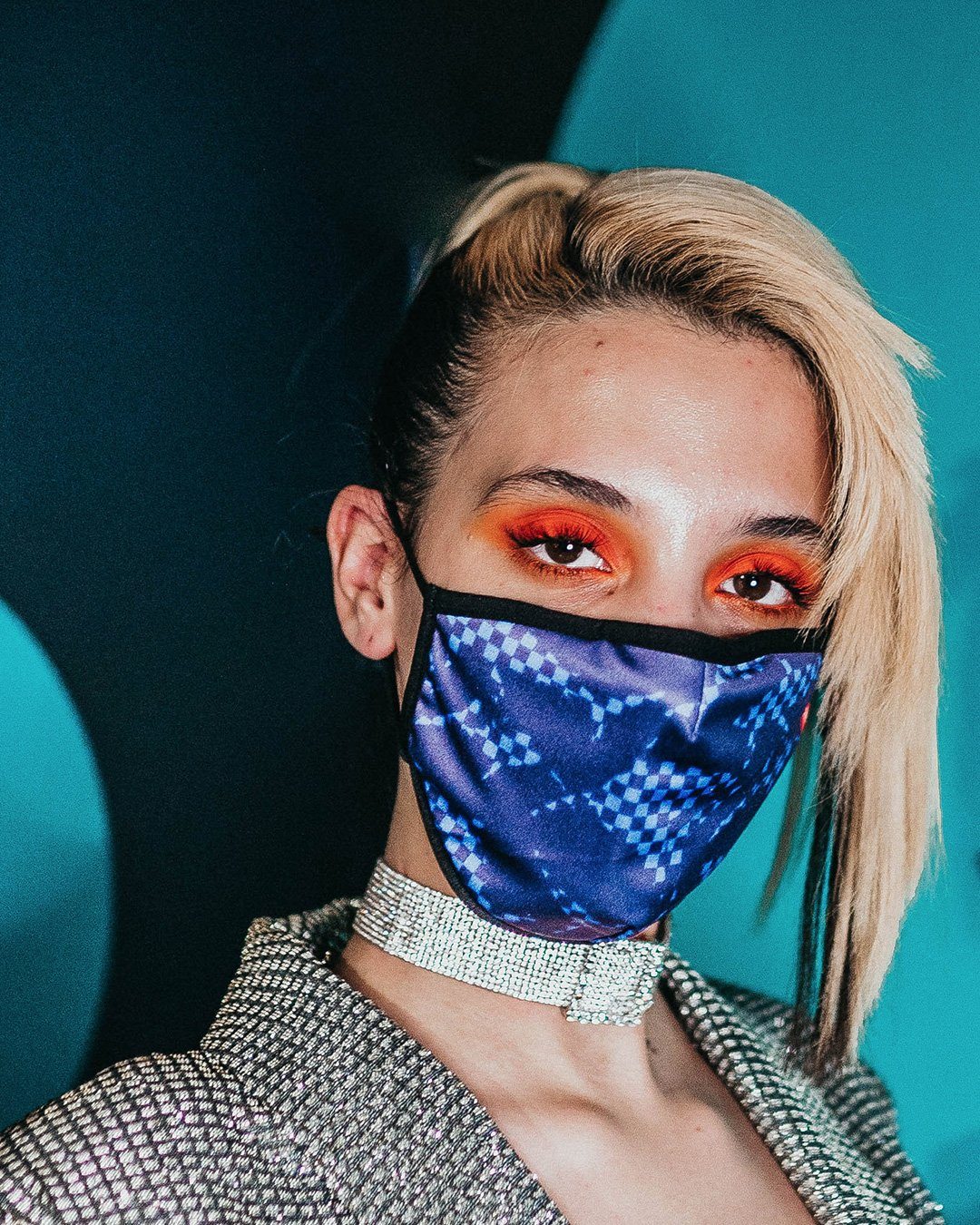 Shark Check (Blue) Face Mask - Image 2