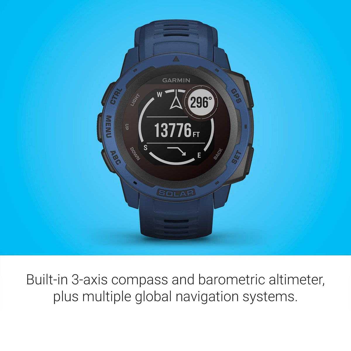 Garmin - Instinct Solar Rugged GPS Smartwatch 45mm - Tidal Blue - 010-02293-11 - Image 7