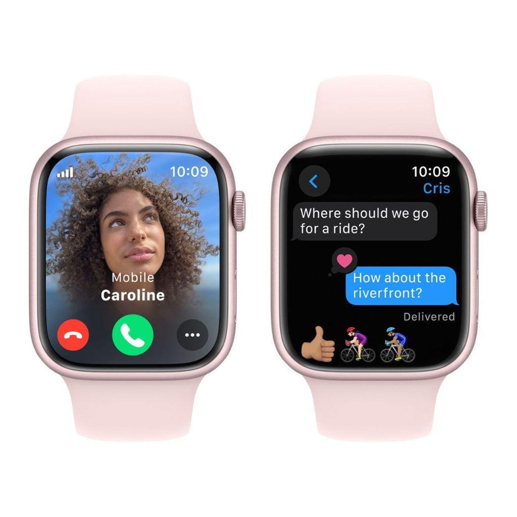 Apple Watch Series 9 (GPS + Cellular) 45mm Aluminum Case with Light Pink Sport Band - S/M - Pink - MRMK3LL/A - Image 4