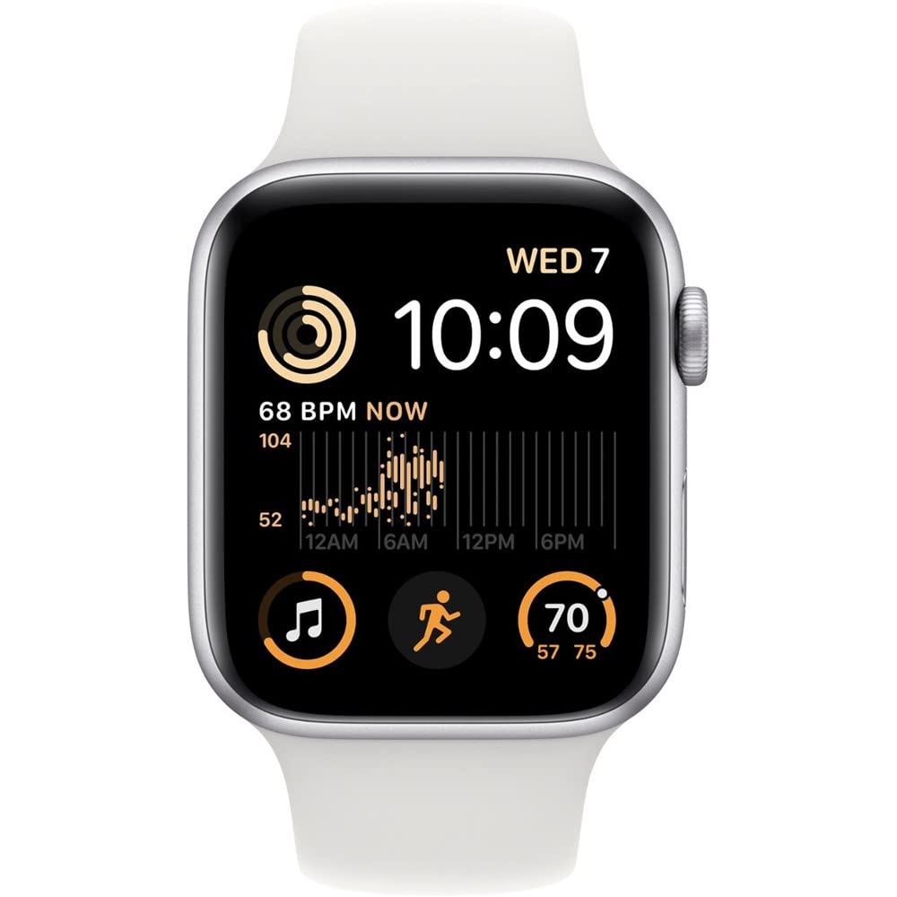 Apple Watch SE 2nd Gen GPS+Cel 44mm Aluminum Case White Sport Band - Silver - MNU63LL/A - Image 2
