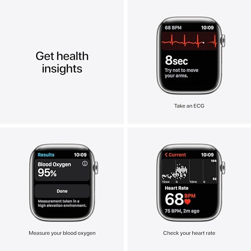 Apple Watch Series 7 (GPS + Cellular, 45MM) Silver Stainless Steel Case with Starlight Sport Band - MKJD3LL/A - Image 3
