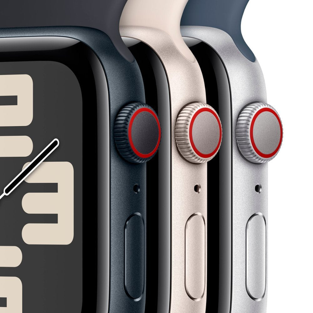 Apple Watch SE 2nd Generation (GPS + Cellular) 44mm Silver Aluminum Case with Storm Blue Sport Band S/M - MRHE3LL/A - Image 3