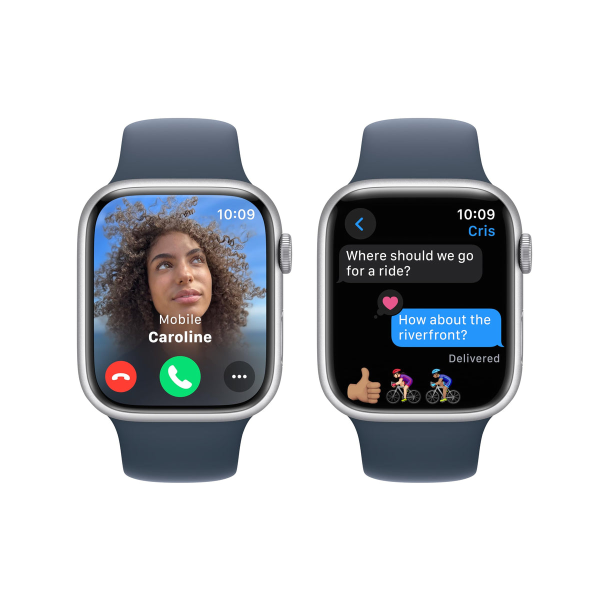 Apple Watch Series 9 (GPS) 45mm Aluminum Case with Winter Blue Sport Loop - Adj -Silver - MR9F3LL/A - Image 4