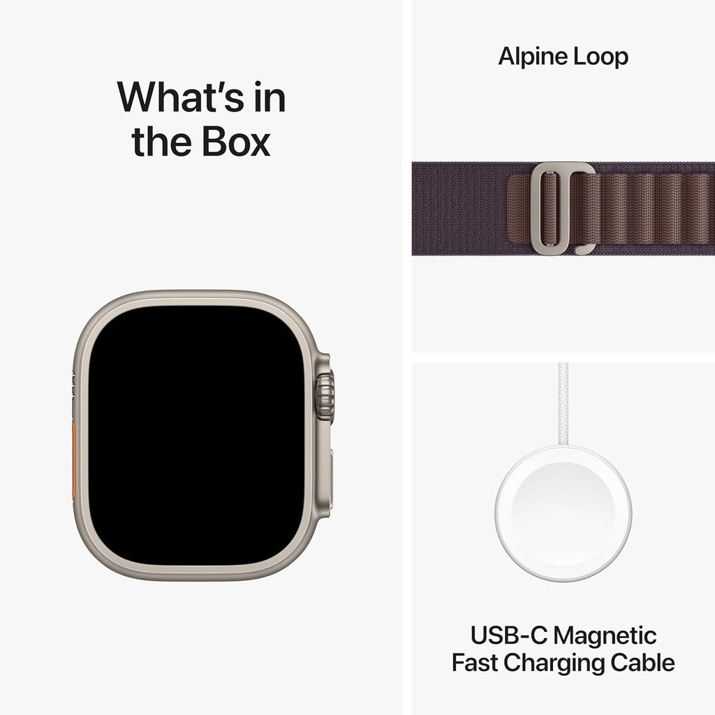 Apple Watch Ultra 2 (GPS + Cellular) 49mm Titanium Case with Indigo Alpine Loop - Medium - Titanium - MRET3LL/A - Image 4