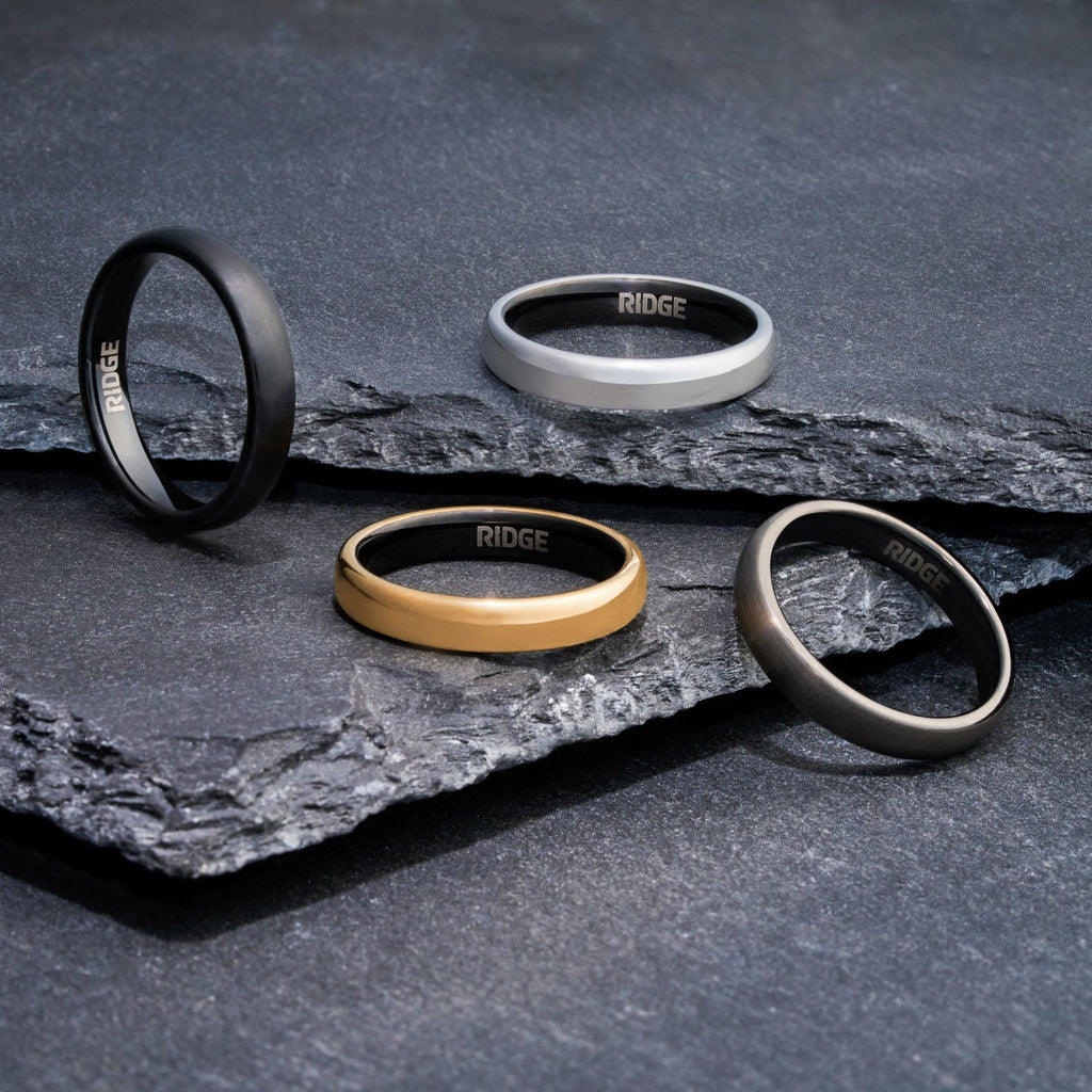 Ridge 4mm Rounded Ring Set - Gunmetal - Image 7