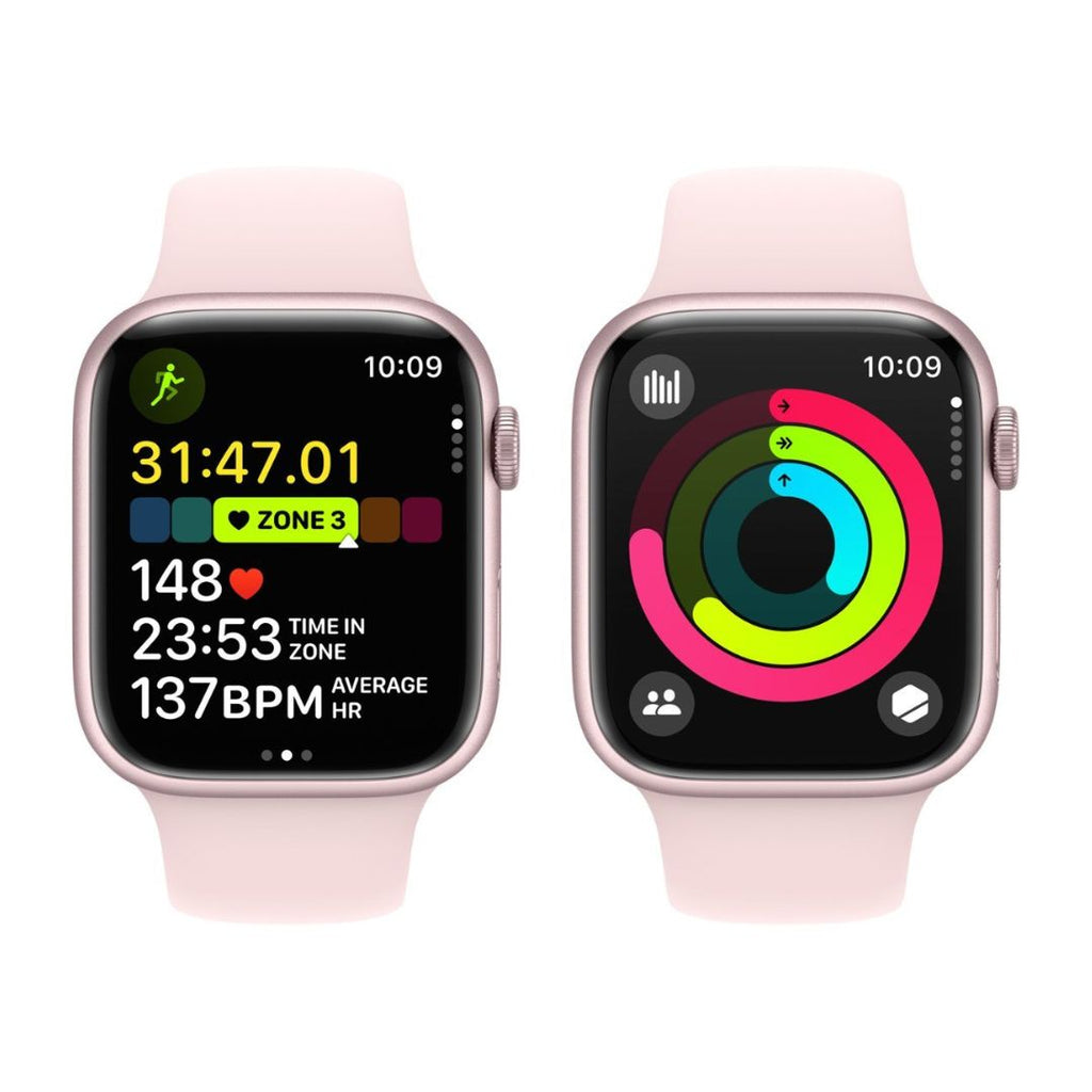 Apple Watch Series 9 (GPS + Cellular) 45mm Aluminum Case with Light Pink Sport Band - S/M - Pink - MRMK3LL/A - Image 5