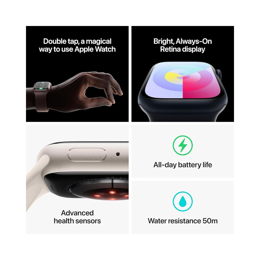 Apple Watch Series 9 (GPS) 45mm Midnight Case with Midnight Sport Band - M/L - MR9A3LL/A - Image 4