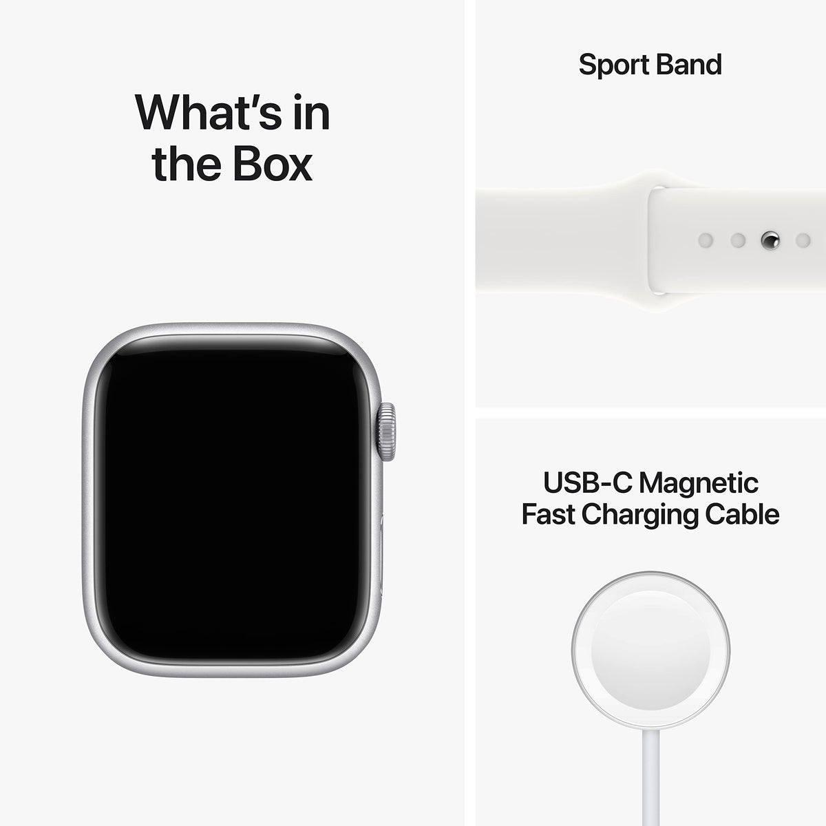 Apple Watch Series 8 GPS 45mm Aluminum Case w/ White Sport Band SM Silver - MP6P3LL/A - Image 6