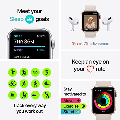 Apple Watch SE (GPS + Cellular, 44mm) Space Gray Aluminum Case with Tornado/Grey Sport Loop - MKRT3LL/A - Image 4