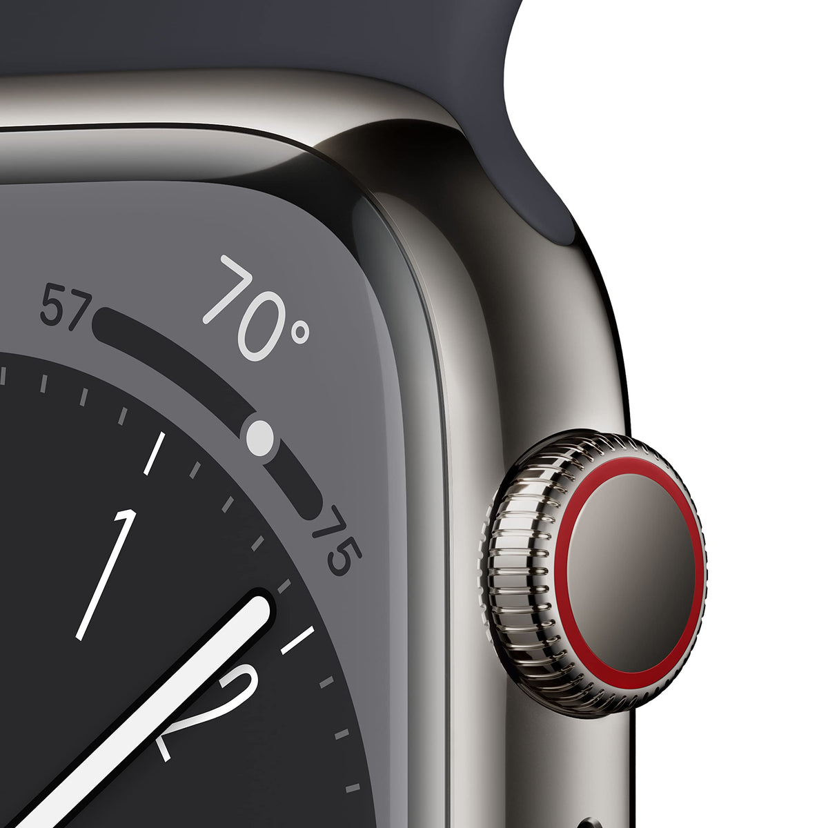 Apple Watch Series 8 GPS + Cell 45mm Graphite Stainless Steel Case w/ Midnight Sport Band - S/M - MNW13LL/A - Image 3