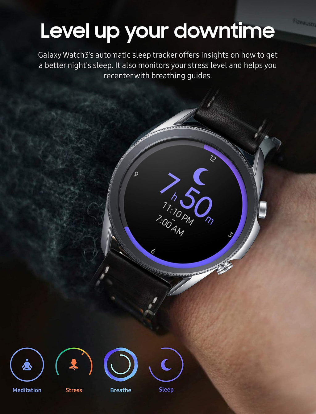 Samsung Galaxy Watch3 SM-R850 41mm Mystic Silver Stainless Steel Case with Black - SM-R850NZSAXAR - Image 7
