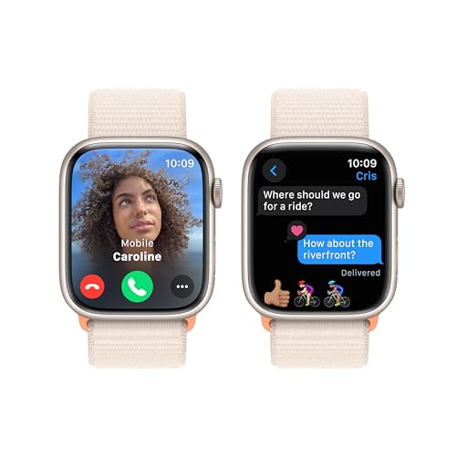Apple Watch Series 9 (GPS) 45mm Aluminum Case with Starlight Sport Loop - Adj - Starlight - MR983LL/A - Image 4