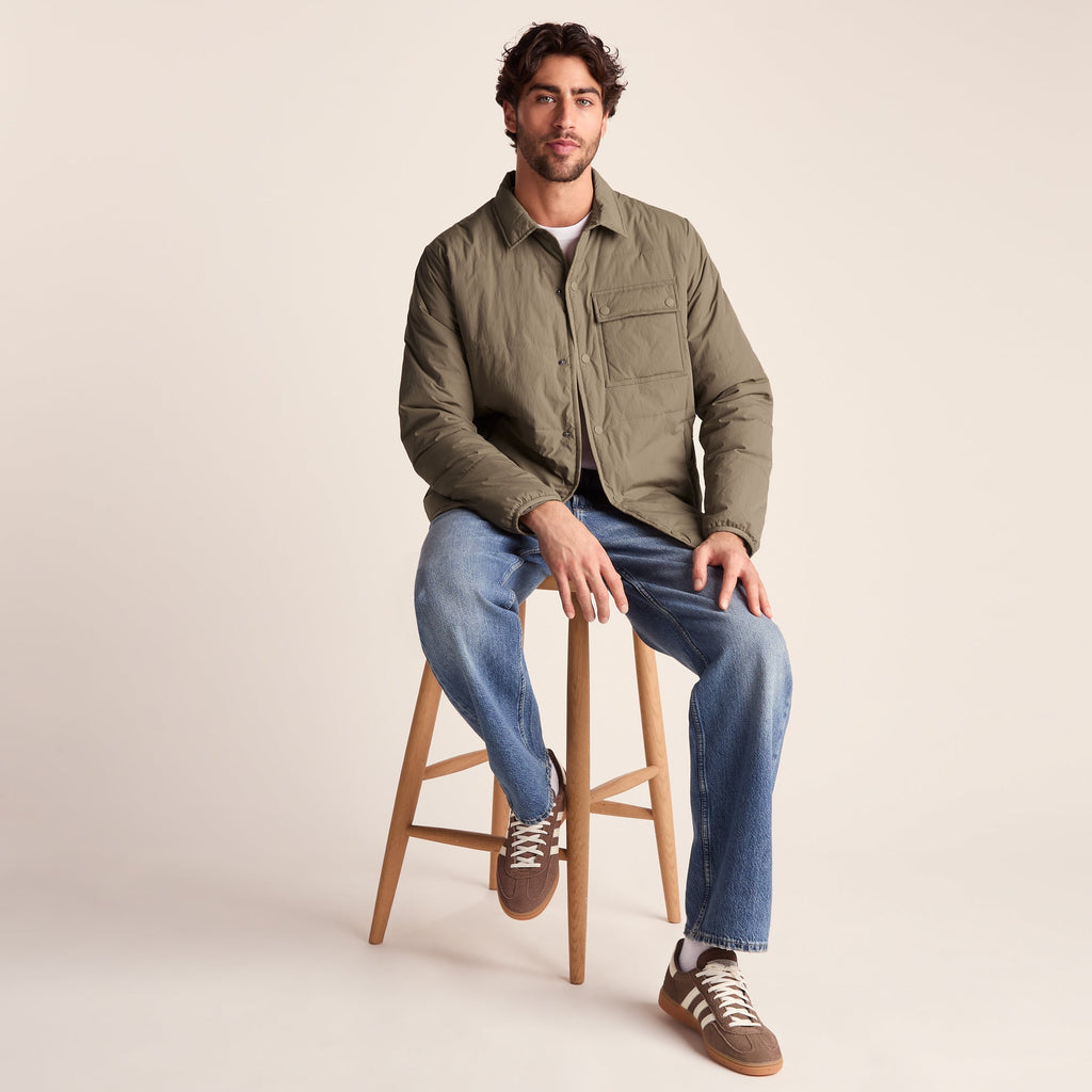Adamson Mens Shower Resistant Insulated Shacket - Mushroom - Image 6