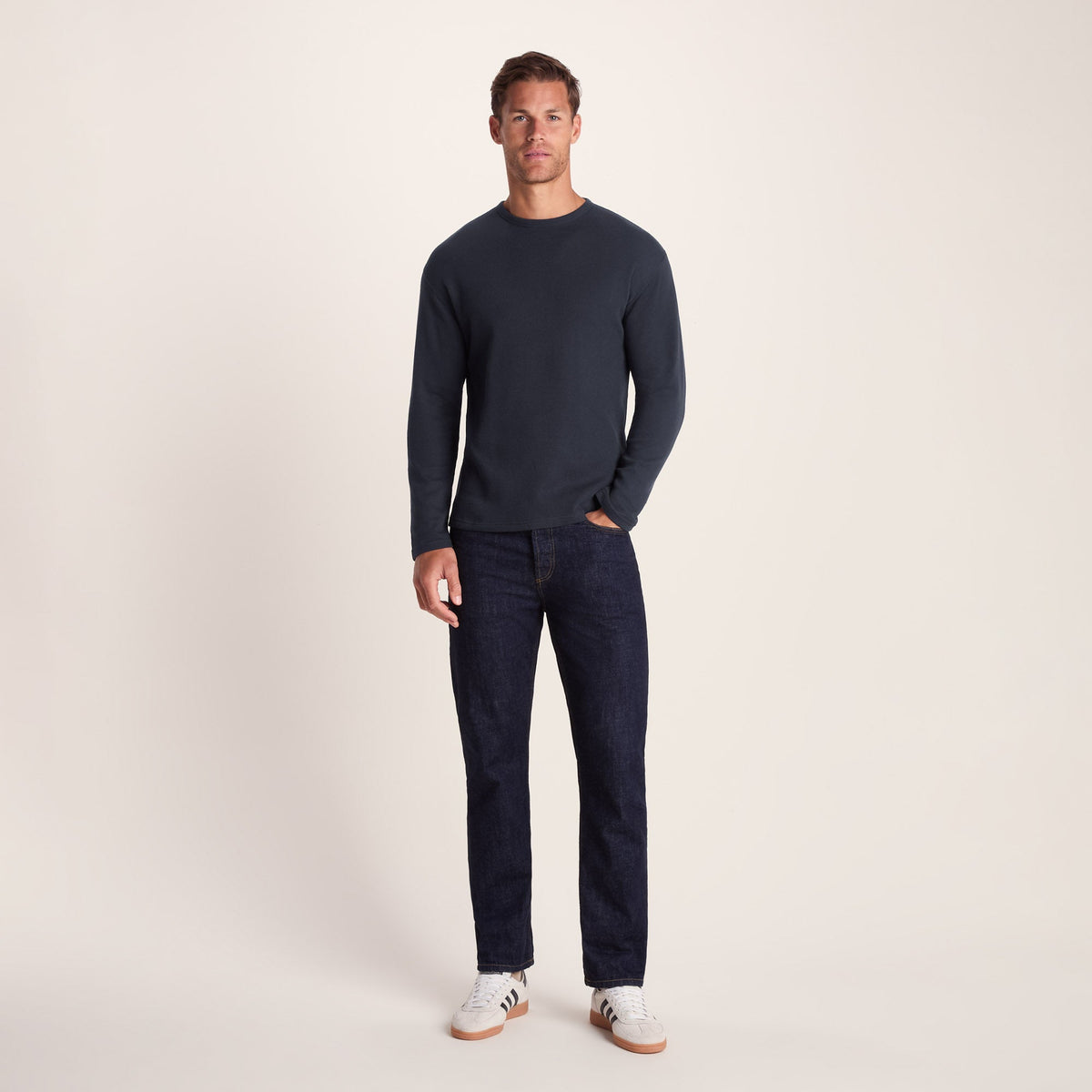 Ainsdale Mens Long Sleeve T-Shirt - Dark Indigo - Image 3