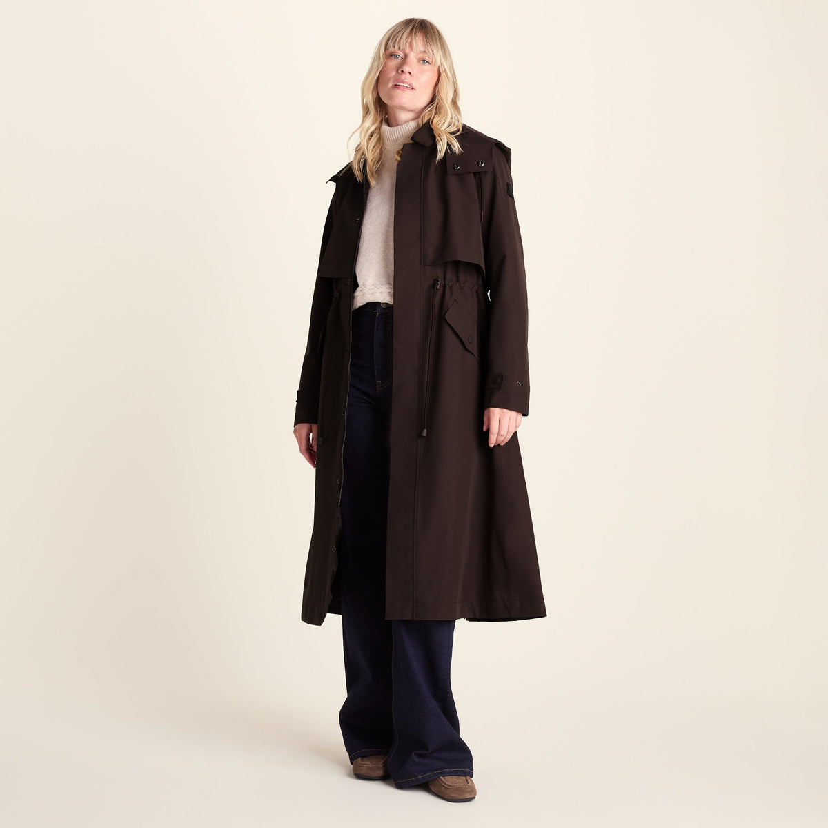 Alva Womens Waterproof Trench Coat - Chocolate Brown - Image 3