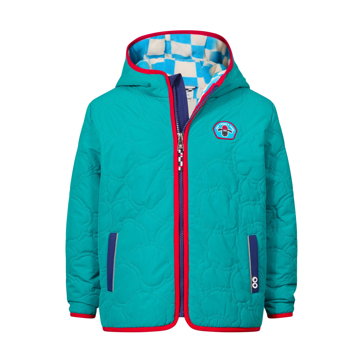 Arapawa Shaun the Sheep Kids Insulated Quilted Coat Microfleece Lining - Peacock Green - Image 12