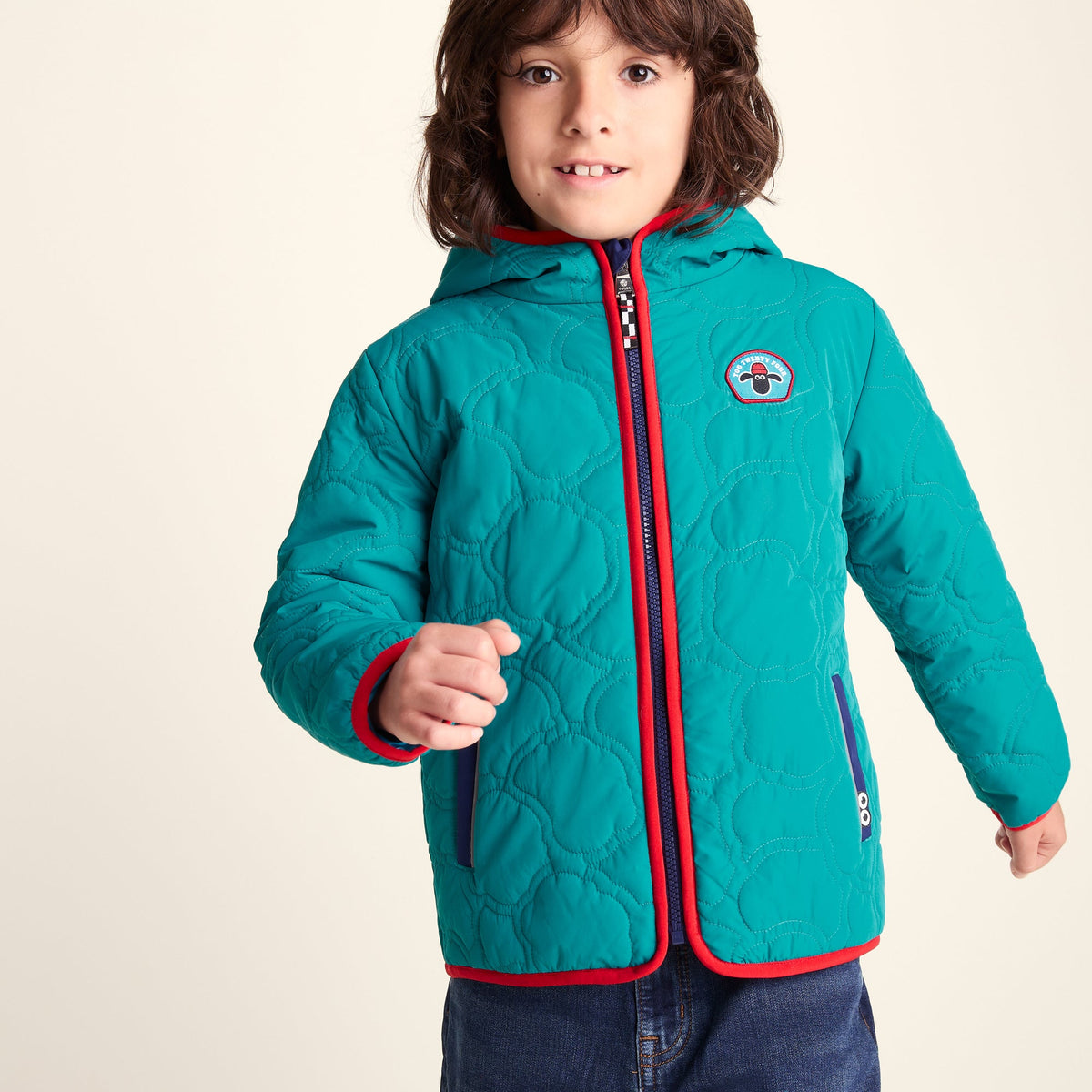 Arapawa Shaun the Sheep Kids Insulated Quilted Coat Microfleece Lining - Peacock Green - Image 11