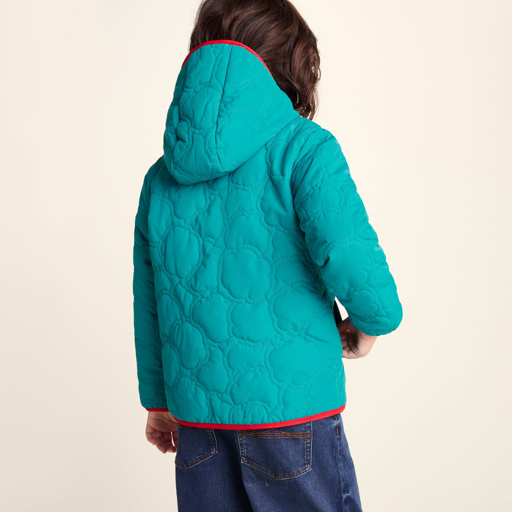 Arapawa Shaun the Sheep Kids Insulated Quilted Coat Microfleece Lining - Peacock Green - Image 3