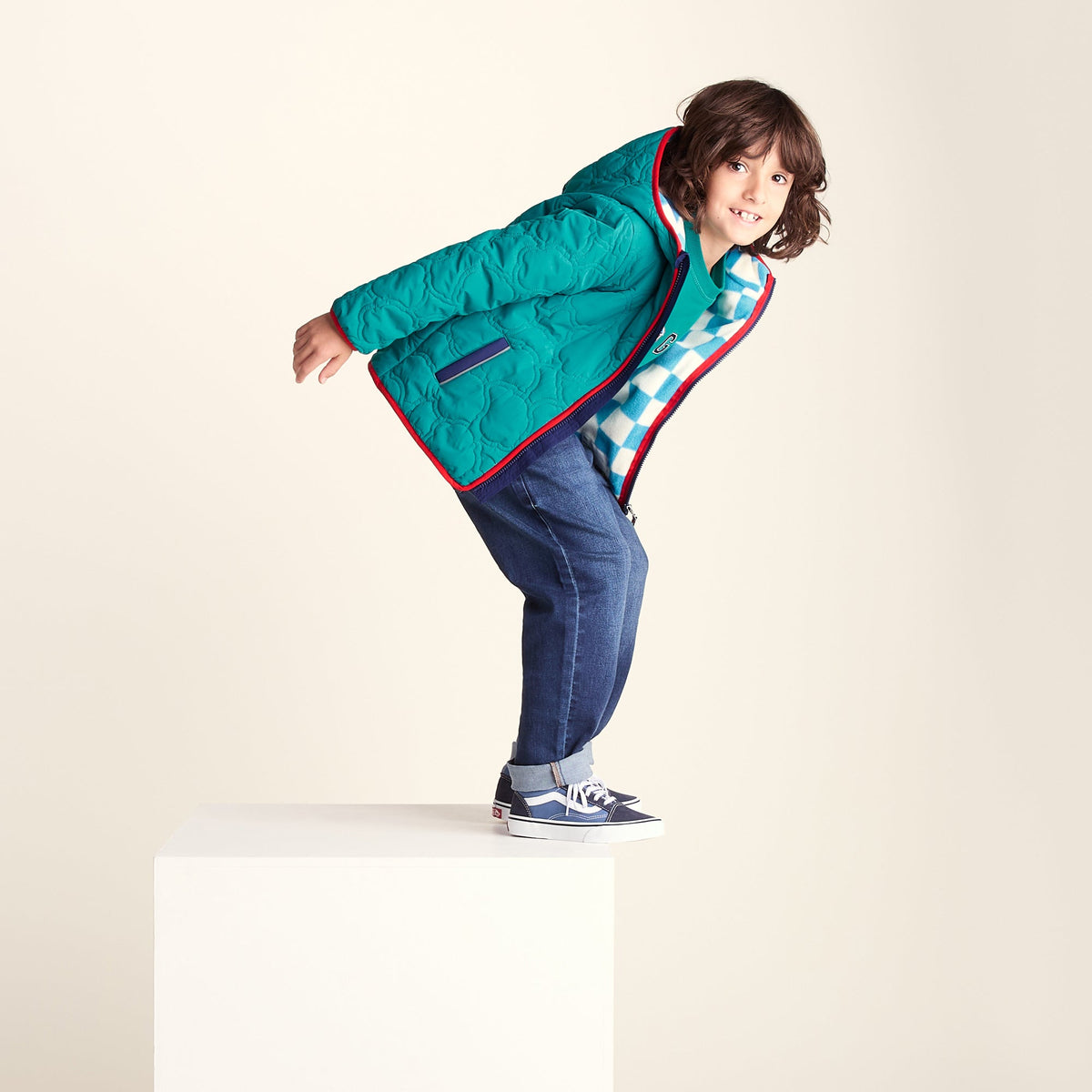 Arapawa Shaun the Sheep Kids Insulated Quilted Coat Microfleece Lining - Peacock Green - Image 6