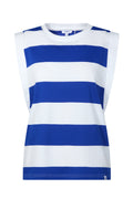 Aurelia Womens 100% Cotton Supersoft Boxy Fit Vest - Ultramarine Blue Stripe - Image 7