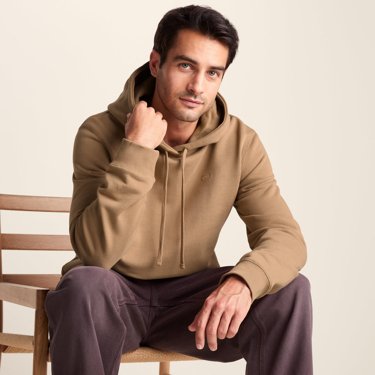 Carlton Mens Oversized Heavyweight 100% Cotton Hoody - Soft Brown - Image 5