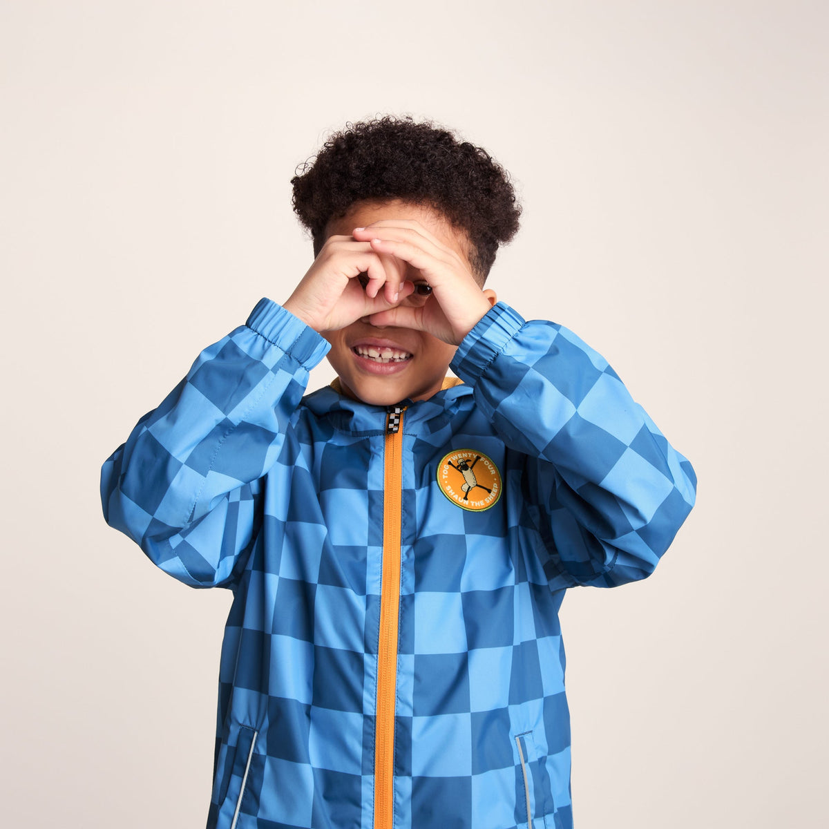 Cohampshire Kids Shaun the Sheep Waterproof Jacket - Bluebell/Night Blue Checkerboard - Image 5