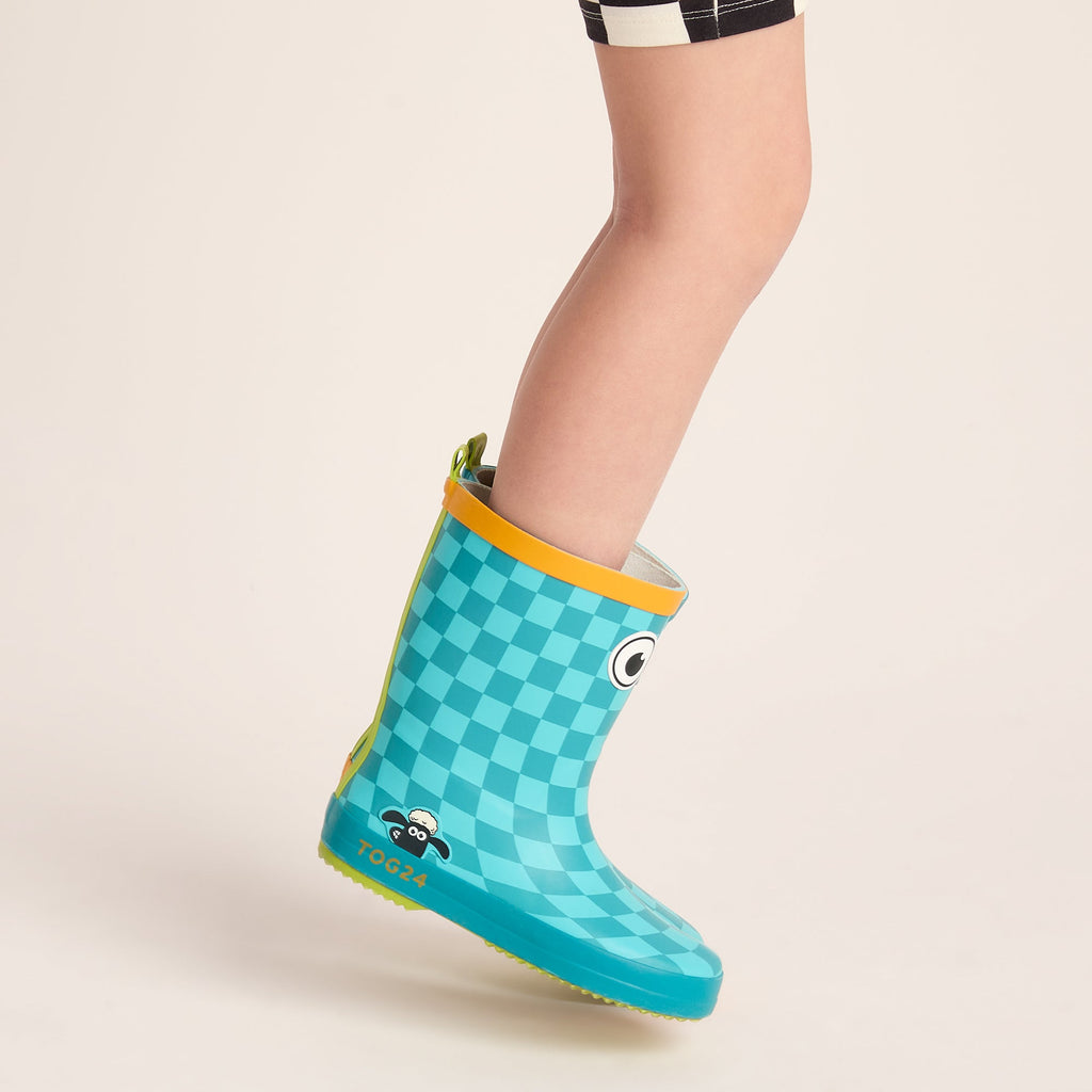 Dorper Kids Shaun the Sheep Wellies - Spearmint/Bubblegum Checkerboard - Image 4