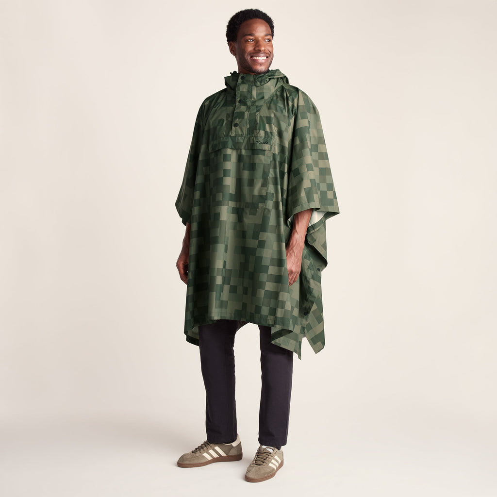 Drench Unisex Waterproof Poncho - Forage Green Pixel Print - Image 2