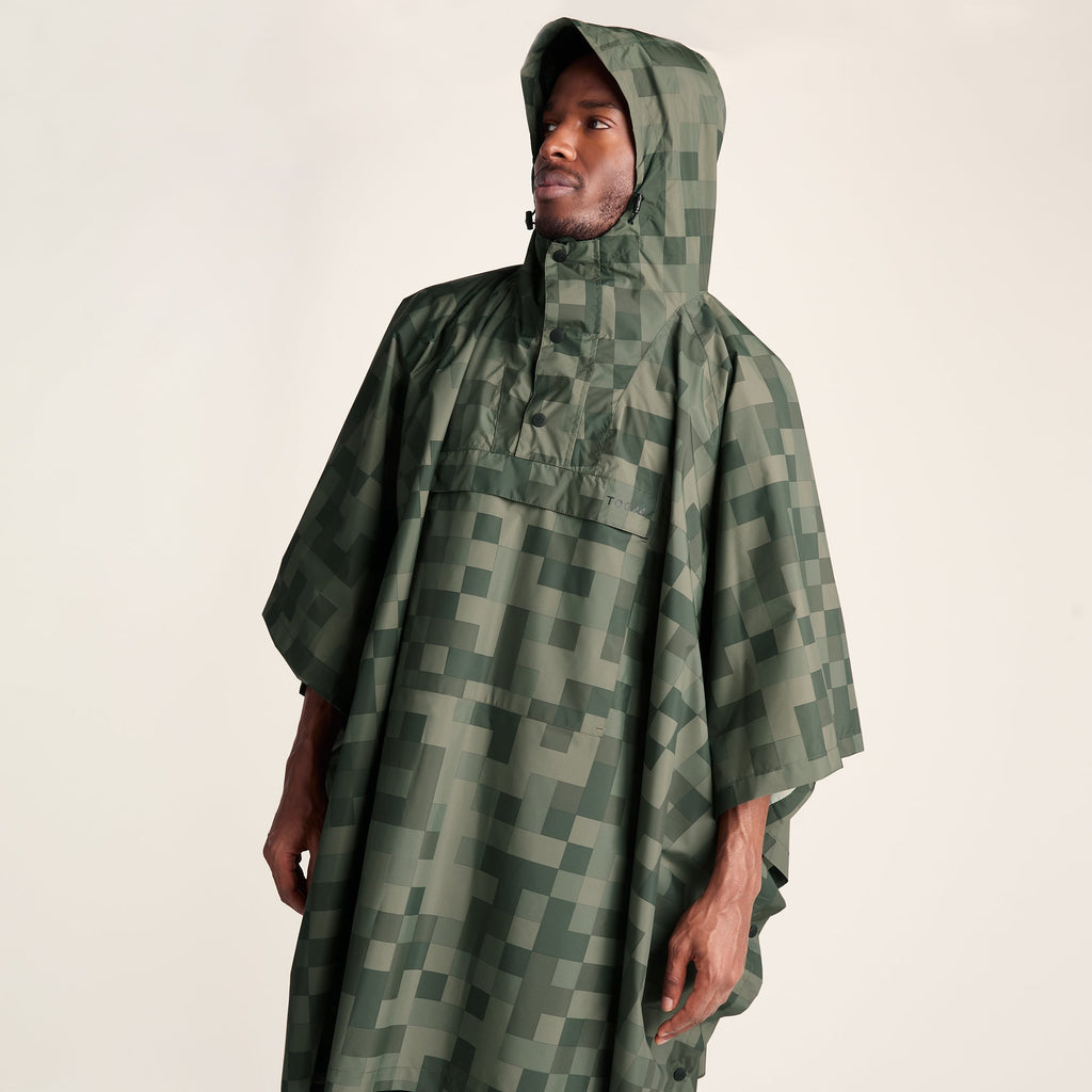 Drench Unisex Waterproof Poncho - Forage Green Pixel Print - Image 8