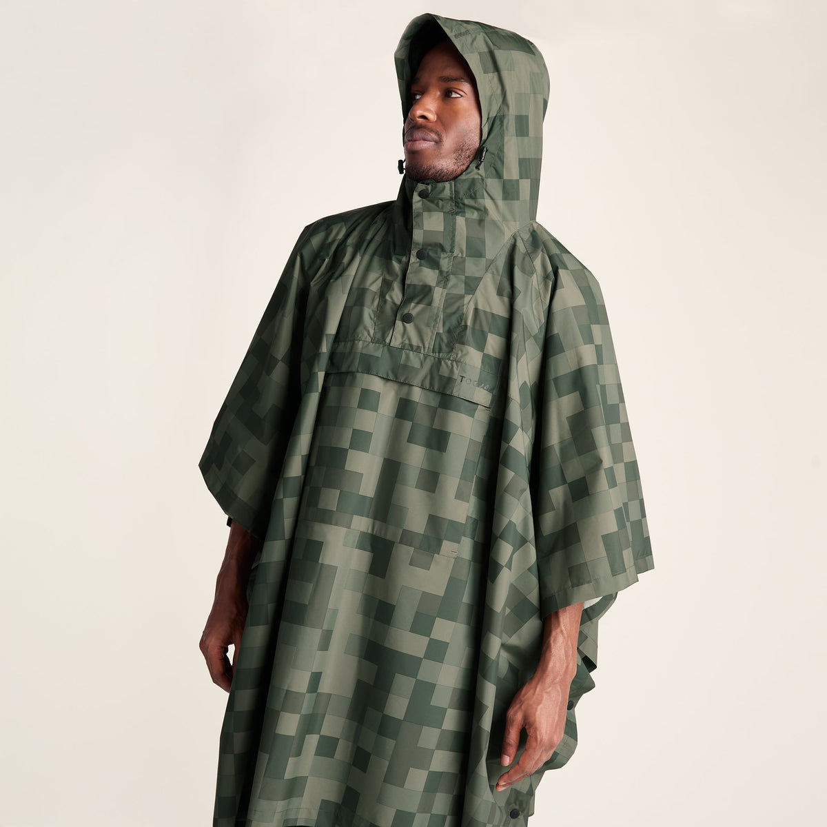 Drench Unisex Waterproof Poncho - Forage Green Pixel Print - Image 8