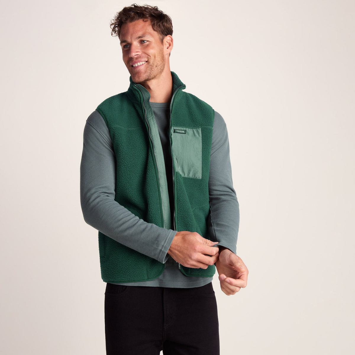 Evan Mens Sherpa Gilet - Racing Green - Image 4
